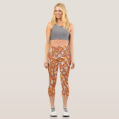 Retro-Vintages Mushroom-Blume Muster Capri Leggings (Vorderseite)