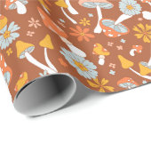 Retro-Vintages Mushroom-Blume Muster Geschenkpapier (Rolleneckpunkt)