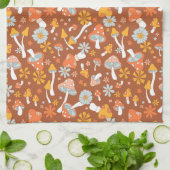 Retro-Vintages Mushroom-Blume Muster Geschirrtuch (Gefaltet)