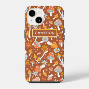 Retro-Vintages Mushroom-Blume Muster iPhone 14 Hülle