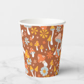 Retro-Vintages Mushroom-Blume Muster Pappbecher (Rückseite)