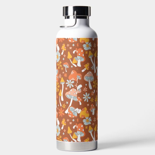 Retro-Vintages Mushroom-Blume Muster Trinkflasche (Rechts)