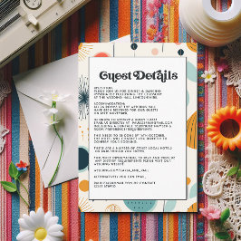 Retro Vintages Muster Hochzeitgastdetails Begleitkarte