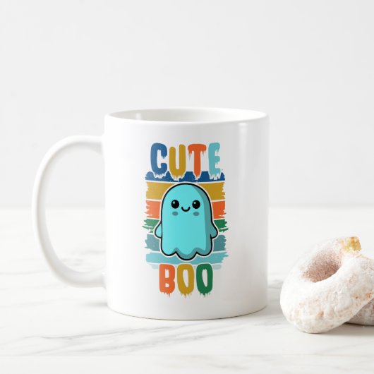 Retro Vintages Niedliches Halloween-Ghost Kaffeetasse (Mit Donut)