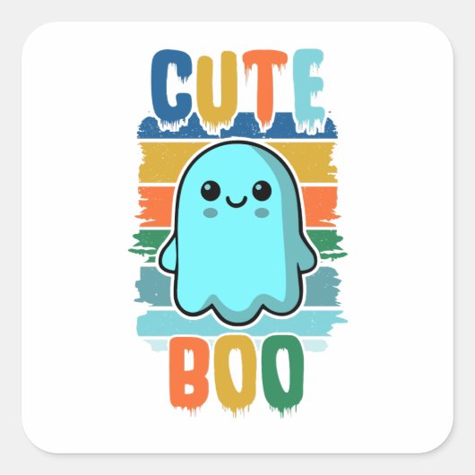 Retro Vintages Niedliches Halloween-Ghost Quadratischer Aufkleber (Vorderseite)
