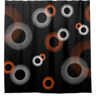 Retro Vintages Orange Schwarz Sternexplosion Muste Duschvorhang