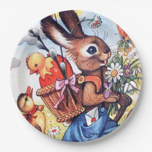 Retro Vintages Osterhasen-Party Pappteller