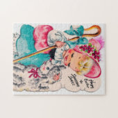 Retro Vintages Ostermädchen Puzzle (Horizontal)