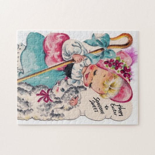 Retro Vintages Ostermädchen Puzzle (Horizontal)