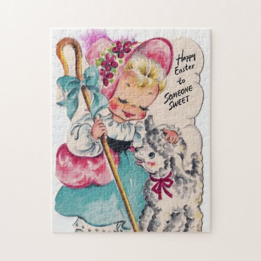 Retro Vintages Ostermädchen Puzzle (Vertikal)