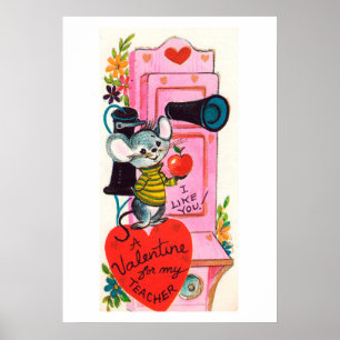 Retro Vintages Plakat niedlichen LehrerValentine