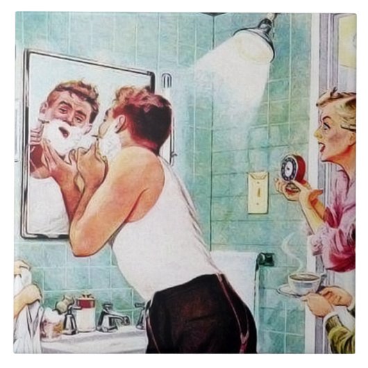 Retro-Vintages Rasierbad Fliese (Vorderseite)