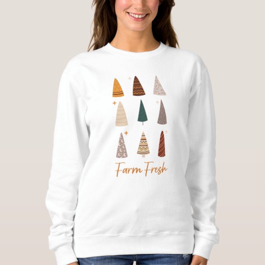 Retro-Vintages Rastermuster Weihnachtsbaum Sweatshirt (Vorderseite)