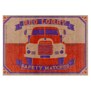 Retro-Vintages rotes LKW-Matchbox-Glas Schneidebrett