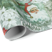 Retro Vintages Santa Vignette Wrapping Paper Geschenkpapier (Rolleneckpunkt)