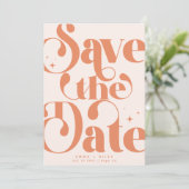 Retro Vintages Save the Date Foto | Terracotta Ankündigung (Stehend Vorderseite)