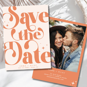 Retro Vintages Save the Date Foto Terracotta Ankündigung