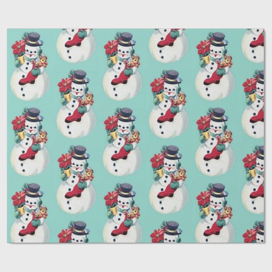 Retro-Vintages Schneemanopapier Geschenkpapier (Flach)