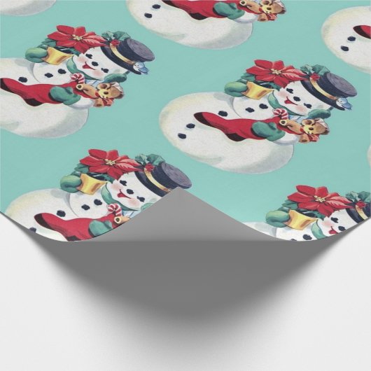 Retro-Vintages Schneemanopapier Geschenkpapier (Ecke)