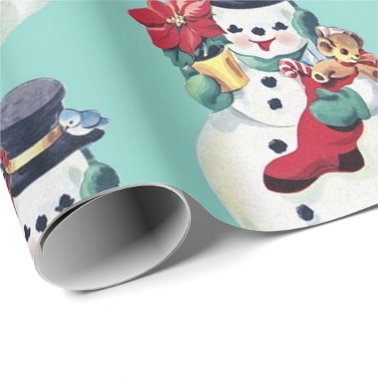 Retro-Vintages Schneemanopapier Geschenkpapier (Rolleneckpunkt)