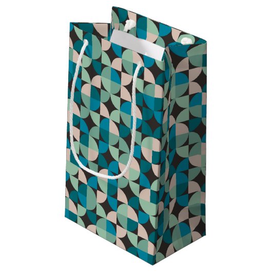Retro Vintages Sechzigerjahre Muster Kleine Geschenktüte (Rückseite Schrägansicht)