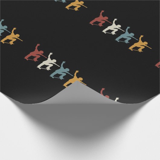 Retro-Vintages Skateboard Geschenkpapier (Ecke)