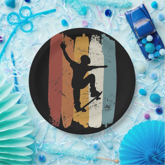 Retro-Vintages Skateboard Pappteller (Party)