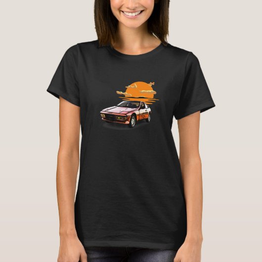 Retro Vintages Sonnenuntergang Auto Tuning & Gamin T-Shirt (Vorderseite)