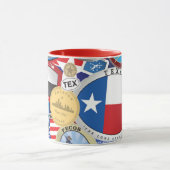 Retro Vintages Texas-Aufkleber-Muster Tasse (Zentrum)