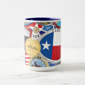 Retro Vintages Texas-Aufkleber-Muster Tasse (Zentrum)