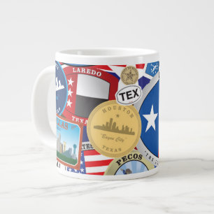 Retro Vintages Texas Sticker Muster Jumbo-Tasse