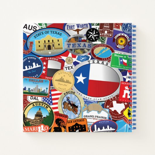Retro Vintages Texas Sticker Muster Notizblock (Rückseite)