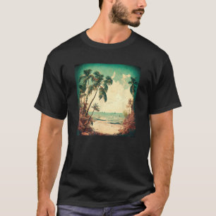 Retro Vintages Tropical Sea Beach Palm Tree Ocean T-Shirt