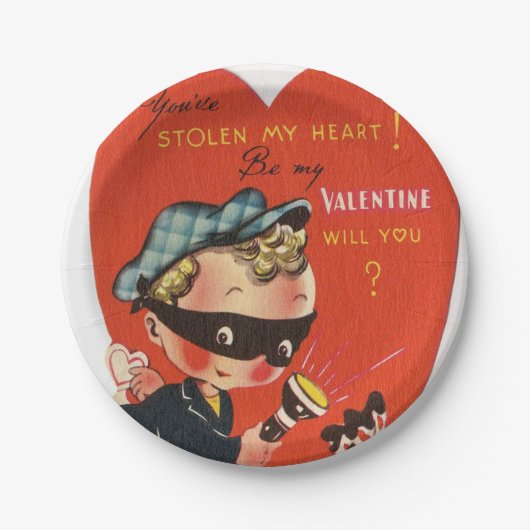 Retro Vintages Valentine-Feiertagsdieb-Party Pappteller (Vorderseite)
