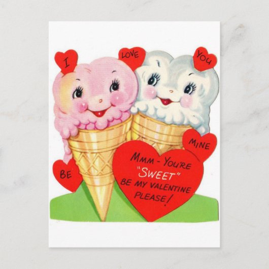 Retro Vintages Valentine Feiertagspostkarte (Vorderseite)