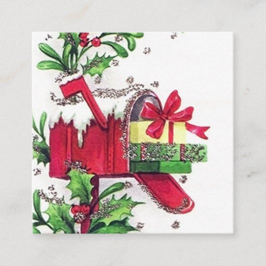 Retro Vintages Weihnachten addieren Quadratische Visitenkarte (Vorderseite)