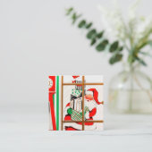 Retro Vintages Weihnachten Sankt Quadratische Visitenkarte (Stehend Vorderseite)