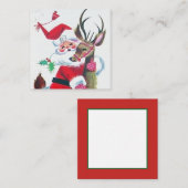 Retro Vintages Weihnachten Sankt Quadratische Visitenkarte (Vorne/Hinten)