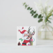 Retro Vintages Weihnachten Sankt Quadratische Visitenkarte (Stehend Vorderseite)