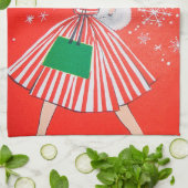 Retro Vintages Weihnachtsdamen-Küchentuch Geschirrtuch (Gefaltet)