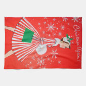 Retro Vintages Weihnachtsdamen-Küchentuch Geschirrtuch (Horizontal)