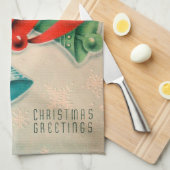 Retro Vintages Weihnachtsglocken-Küchentuch Handtuch (Viertel Falte)