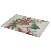 Retro Vintages Weihnachtskatze Schneidebrett (Ecke)