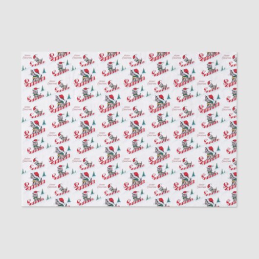 Retro Vintages Weihnachtskatzen-Party Seidenpapier (Vorderseite)