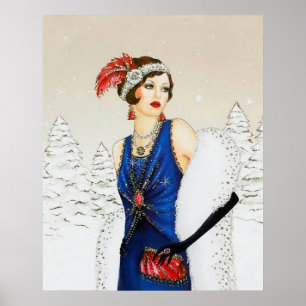 Retro Vintages Weihnachtskunst-Deko-Damenplakat Poster