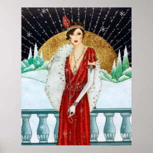 Retro Vintages Weihnachtskunst-Deko-Damenplakat Poster