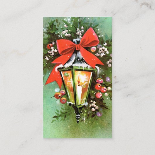 Retro Vintages Weihnachtslicht addieren Visitenkarte (Vorderseite)