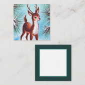 Retro Vintages Weihnachtsren Quadratische Visitenkarte (Vorne/Hinten)