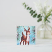 Retro Vintages Weihnachtsren Quadratische Visitenkarte (Stehend Vorderseite)