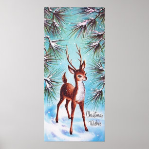 Retro Vintages Weihnachtsrenplakat Poster